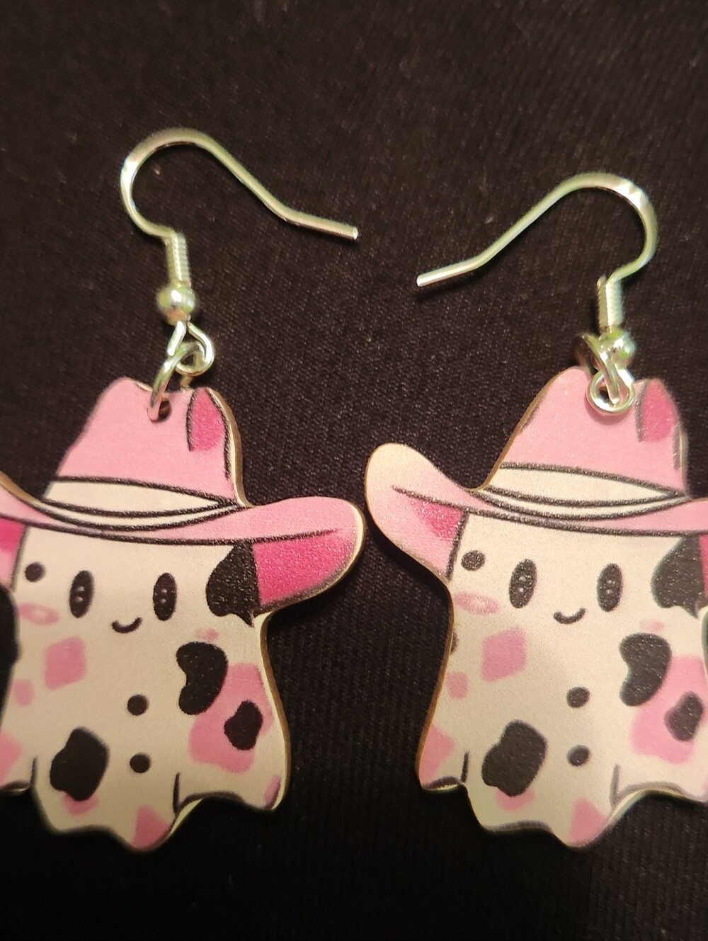 🎉 Girly Cowboy Ghost Wooden Earrings